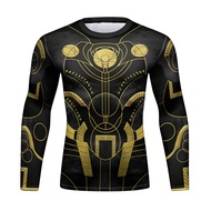 ผู้ชายแขนยาวเสื้อ Rashguard วิ่งผิวแน่นการบีบอัดความร้อนยิมเสื้อผู้ชาย