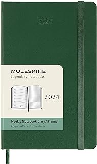 Moleskine DHK1512WN2Y24 Notebook, Beginning January 2024, Weekly Diary, Hardcover, Pocket Size (W x H x H): 3.5 x 5.5 inches (9 x 14 cm), Myrtle Green