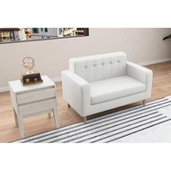 MAXINE 2-SEATER FABRIC SOFA W/HIGH DENSITY FOAM SOLID BEENCH WOODEN LEG PILOW COVWR W/ZEPPER
