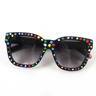 全新☆LOUIS VUITTON× 草間彌生 2022 Z1903E My Monogram 方形彩繪圓點太陽眼鏡 黑色顏色54□17 143 附防塵袋與眼鏡盒 義大利製 女士