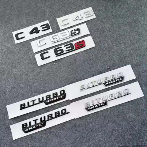 3d ABS Chrome Black C43 Logo C63 Letters Car Trunk Emblem Badge For C43 C63 C 43 63 Sticker Accessor