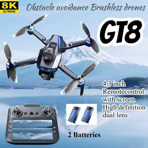 GT8 Drone 4K HD Camera Obstacle Avoidance Aerial Photography Brushless Drone with Screen Foldable RC