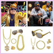 dignityss Hip Hop Costume Kit 80s 90s Cosplay Outfit Jewelry Cool Rapper Accessories for Women Men G