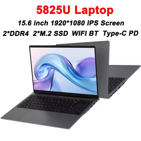 G156 Laptop 15.6" IPS Screen NoteBook AMD Ryzen 7 5825U 2*DDR4 2*M.2 2280 SSD Windows 11 WIFI BT Typ