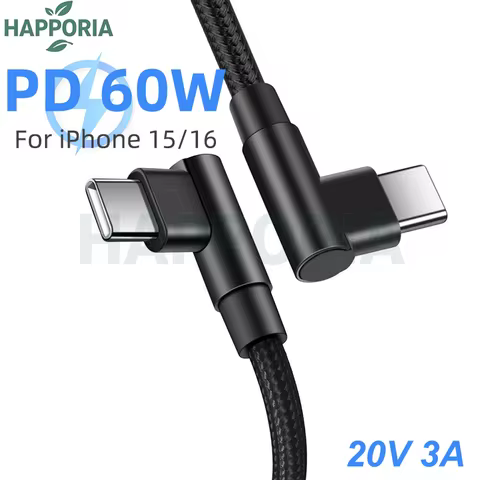 66W USB C to USB C Fast Charging Cable 90 Degree Right Angle PD Type C Cable 6A Quick Charge Data Co