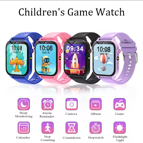 Children's Game Watch with Flashlight HD Color Screen Kids Bracelet Sleep Monitor Waterproof Smart W