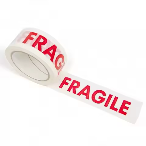 1/2 Roll 48W*50Meters Fragile Red Safety Adhesive Warning Tapes DIY Sticker Goods Package Accessorie