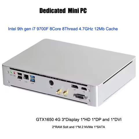 GTX1650 4G Dedicated 3*Display Mini PC intel 8Core i7 9700F i5 9400F 12Mb Cache HDMI DP DVI ethernet