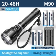 SmilingShark Diving Torchlight IPX8 Waterproof Flashlight Scuba Deep Dive Torch Light Led M90 Super 