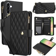 Card Case For Samsung With diagonal strap lanyard Flip Leather Cover With Cards Holder Mobile Phone 
