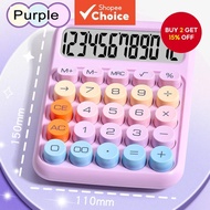 Creative Colorful 12-Digit Large LCD Calculator with Big Round Buttons and Typewriter-Style Mechanic