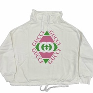 GUCCI 古馳 白色立領LOGO長袖衛衣 棉質 白色 XXS OVERSIZE