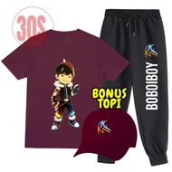 Boys and Girls T-Shirt and jogger Pants Set with Boboiboy Frost Fire Motif, Bonus Hat and can be giv