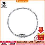 ORSA JEWELS Authentic 925 Sterling Silver Tennis celets Pave Clear Cubic Zircon Silver Bangle Girls Party Jewelry Chain SB61