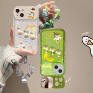 Suitable for IPhone 11 12 Pro Max X XR XS Max SE 7 Plus 8 Plus IPhone 13 Pro Max IPhone 14 15 Pro Max Phone Case Mirror Stand Design Duck Accessories Cute Animal Cross River