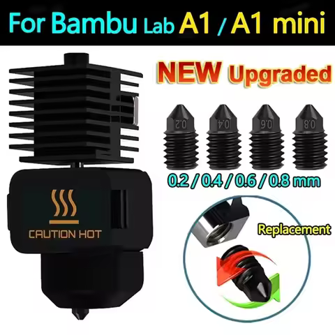 For Bambu Lab A1 mini Hotend Kit 0.2/0.4/0.6/0.8MM Nozzle Hardened steel For Bambu Lab A1 Nozzles As