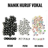 (1 Package) AIUEO Vocal Letter Beads AIUEO Flat Round Beads