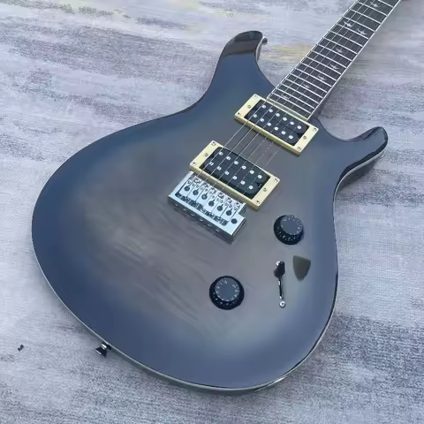 Black Flame Gradient PRS Electric Guitar Dual Humbucker Pickups Bird Shape Fret Inlay Hard Rock Meta