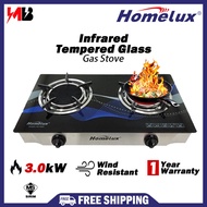 [NEW] HOMELUX Infrared Tempered Glass Gas Stove With Double Burner Gas Cooker Dapur Gas 煤气灶  煤气炉