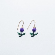 手繪耳環 - 紫玫瑰花 / 小