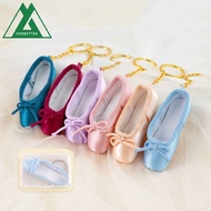 FORBETTER Mini Ballet Shoes Keychain, Satin Ballet Shoe Shape Pointe Shoes Keyrings, Soft Pointe Sho