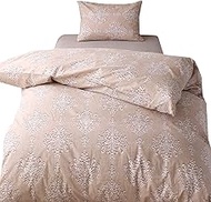 Merry Night FF12117-96 Duvet Cover "Damask" Beige, Single Long, Approx. 59.1 x 82.7 inches (150 x 21