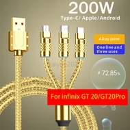 KY98 200W 6A Super Fast Charging Cable 3 In 1 kirsite Braided Data Cable  Charger Cord For POCO M8  