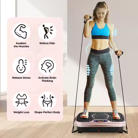 Vibration Plate Exercise Machine - Whole Body Workout Vibration Fitness Platform w/ Loop Bands - Hom