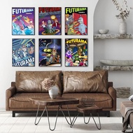 Poster Futurama Anime | Sticker Kertas Tahan Air untuk Kedai Kopi, Bar, Hiasan Bilik Kawaii