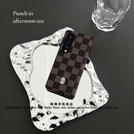 เคสโทรศัพท์ Samsung ZFold6 หนังสุดหรู ปกป้องเต็มจอ ลายตาราง เข้ากันได้กับ W24/W23/W22 สำหรับผู้ชายแล