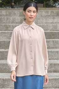 Giulianna Front Button Shirt - Sand