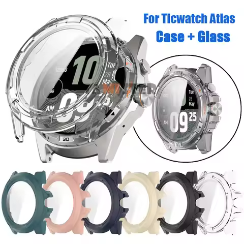 For Ticwatch Atlas Case Cover Tempered Glass Protective Shell Bumper For Ticwatch Atlas Screen Prote