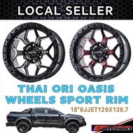 THAI ORI OASIS Wheels Sport Rim 18" 9JJ ET12 6X139.7 MARVEL CLIMAX 4X4 SAND GLOSS BLACK RED OFF ROAD