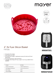 Mayer 6" Air Fryer Silicon Basker For MMAF501 & MMAF501D