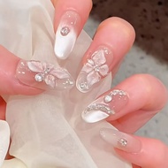 100% HANDMADE Artificial Nail Ice Flower Phantom Snake Element Zircon Diamond Fake Nail Phototherapy