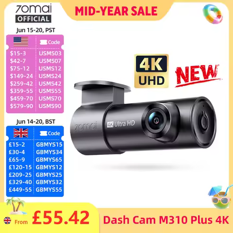 Global Version 70mai Dash Cam M310 Plus 4K True 4K 2160P WDR Voice Control Support 24H Parking Mode 