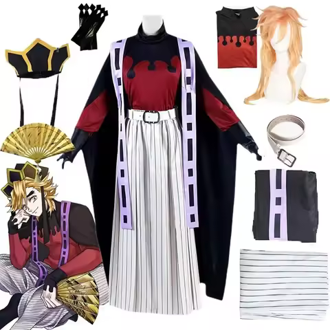 Demon Doma Douma Cosplay Costume Wig Fan Sets Kimetsu No Yaiba Outfit Halloween Anime Douma Kimono f
