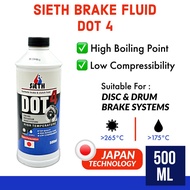 【100% ORIGINAL】SIETH DOT 4 SYNTHETIC BRAKE & CLUTCH FLUID (500ML) BRAKE OIL - PROTON/ PERODUA/ TOYOT