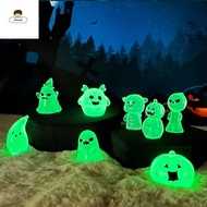 STYLESTUDIO 8pcs Mini Ghost Ornaments, Scary Resin Crafts Halloween Luminous Ghost Figurines, Festiv