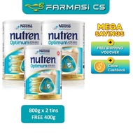 Nestle Nutren OPTIMUM Active Adults Complete Nutrition 800g x 2 Tins (TWIN) FREE 400g EXP:01/2028 [ 