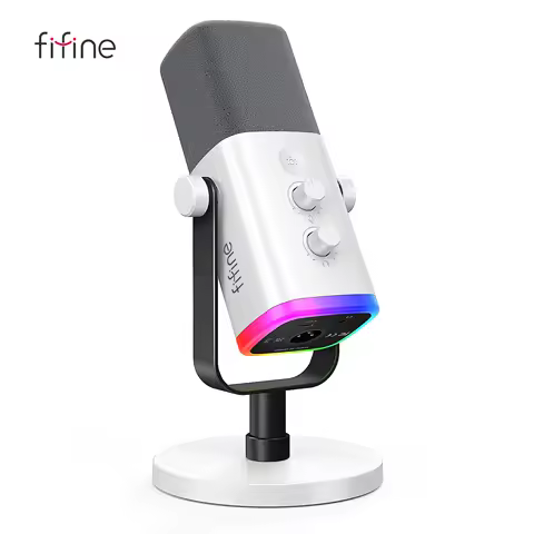 FIFINE XLR/USB Dynamic Microphone with Headphone Jack/RGB/Mute,MIC for Recording Streaming Gaming PS