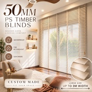 50mm PS Timber Blinds | Custom Made Window Blinds | Waterproof Wood Venetian Blind | Tirai Kayu | Fr