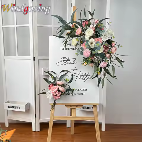 Artificial Flowers For Wedding Arrangement Party Ceremony Reception Flower Backdrop Welcome Sign Dec