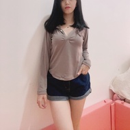 Women's hoodie | Women's rib long sleeve hoodie | Plain knit hodie top | Women's hodie top | Korean 