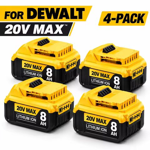 8.0Ah 4-Pack Battery Replacement Compatible with D-ewalt 20V MAX DCB200 DCB205 DCB206, Li-ion Rechar