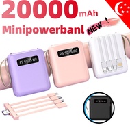 SG 20000mAh mini powerbank Portable slim fast charging power bank with cable 4in1 led light