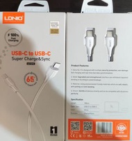 1 M LDNIO PD 65W TYPE C TO TYPE C CHARGING CABLE