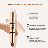 Dual Color Highlighter Finishing Stick Retouching Highlighting Waterproof Stick Head Natural T4j4