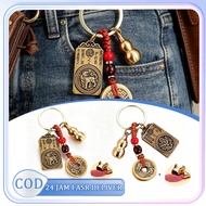 GANTUNGAN Brass Pumpkin Keychain Chinese Zodiac Keychain 12 Zodiac Copper Coin Keychain Lucky
