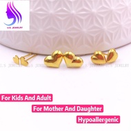 US 10K GOLD HEART EARRING FOR KIDS ADULT MOTHER AND DAUGHTER HYPOALLERGENIC